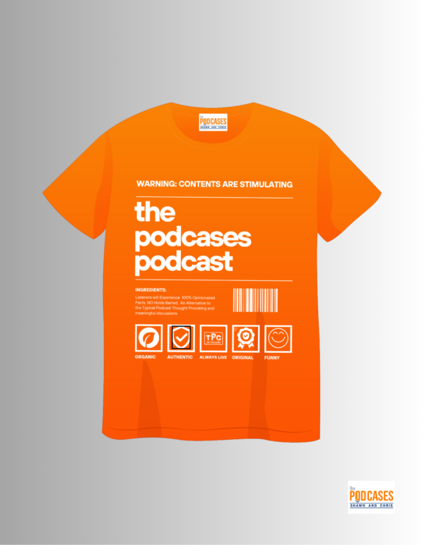 The Podcases Podcast Label Typography T-Shirt is a stylish and trendy way to show off your love for podcasts. This comfortable t-shirt features a unique and eye-catching design with a combination of bold typography and podcast-related graphics.